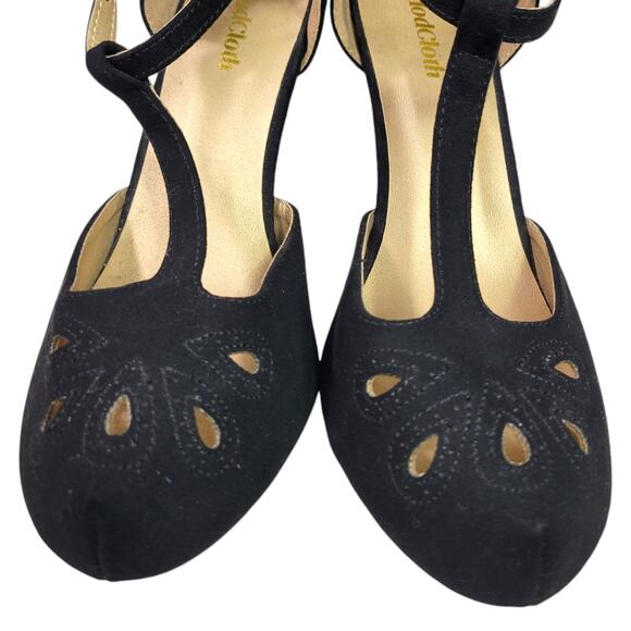 Modcloth T Strap Heels Black Pump Refreshed Zest Retro Ankle Strap Cutout Size 9 - Picture 11 of 16